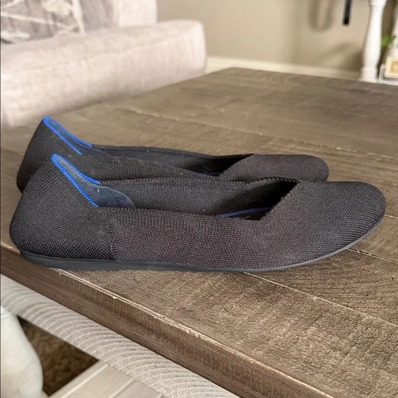 Rothy’s Stylish Black Flats with Blue Accents - Picture 3 of 7